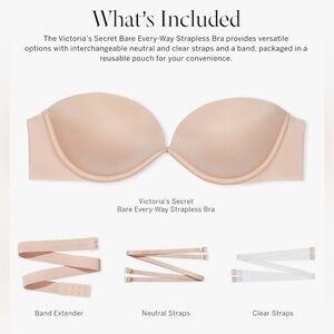 Victoria Secret has straps Everyway Push Up Strapless Bra nude marzipan 36DD 36E